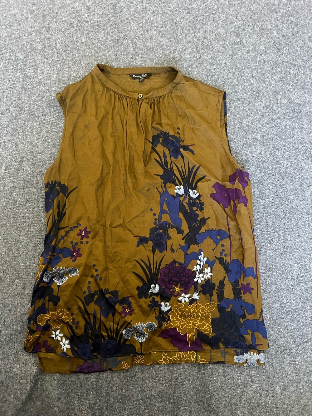 Massimo Dutti sleeveless Floral Print Top in Mustard size EUR 40